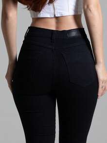Calça Preta Feminina Sawary Jeans Original Flare Boot Cut Boca de Sino Cintura Alta Confortável Lycra Elastano - Preto - Visão 8