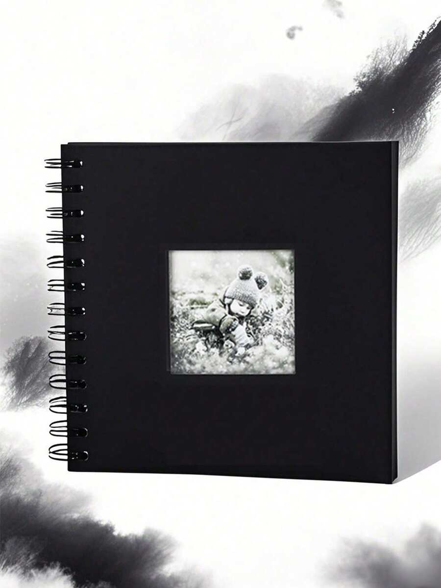 1pc Black Handmade Paper Material Photo Album, Suitable For DIY Scrapbooking, Wedding, Birthday, Graduation Memorials, Can Be Given As A Gift