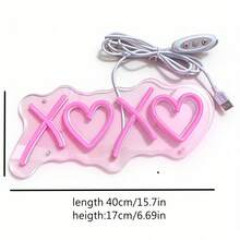 XOXO Neon Light, Heart Shaped Neon Light, Pink LED Light, Valentine's Day Light, Valentine's Day Decor, Heart Decor, Valentine's Day Gift, Pink Decor - XOXO 2 - View 6