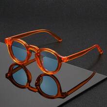 时尚小圆框男女通用眼镜，舒适弧形镜腿，适合户外活动、旅行和购物。 - 彩色 - 查看 13