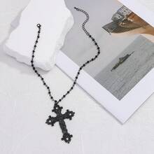 1件哥特式十字架吊坠项链，朋克风格颈链，日常百搭 - 彩色 - 查看 6