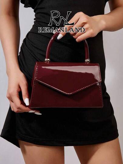REMANLAND This Shiny Burgundy PU Handbag Features Metal Bead Decor, Exuding A Luxurious Aura, Making It An Ideal Accessory For Evening Events. With Its Glossy PU Texture And Elegant Metal Details, It Perfectly Complements Wedding, Formal Dinner, And Party Occasions, Adding Brilliance To Your Refined Attire. It Also Makes An Excellent Gift For Women.