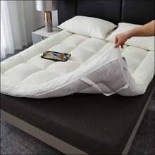 Aafan 10cm Teddy Fleece Microfiber Mattress Topper Reversible Bed Protector Cover Soft, Warm & Breathable - Creamy White - View 9