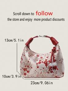 1个中国风刺绣尼龙饺子造型手提包，适合购物、约会、送给女士的礼物、上班族女性使用，也适合办公室、学校、工作、通勤等场合。 - 紅色 - 查看 3