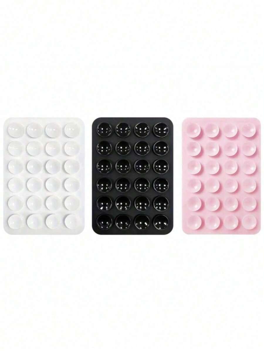 3pcs Silicone Suction Cup Stand Set, Multi-Function Phone/Tablet Holder, Universal Fit, Easy To Detach And Reusable Sticky Stand - Multicolor - View 1