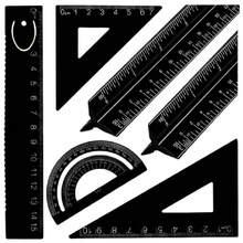 Lumbor37 Geometría 6 Piezas, Juego de Geometría Grande, Regla de Escala, Adecuado para Estudiantes, Ingenieros Y Arquitectos, Equipado con una Regla Triangular Metálica Imperial,40946074 - Multicolor - Ver 1