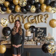 34pcs/Set Metallic Gold, Matte Black, Multicolor Confetti Latex Balloons With Ribbons, Suitable For Ramadan, Birthday Party, Bachelor Party, Valentine's Day, Anniversary, Wedding Decor, Mother's Day, Father's Day, Graduation Celebration, And Various Indoor/Outdoor Event Decorations - Multicolor - View 7