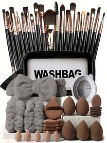 45pcs Complete Makeup Brush Set, Including 20pcs Makeup Brushes (Powder Brush, Blush Brush, Highlighter Brush, Eyeshadow Brush), 1pc Makeup Sponge (6pcs Liquid Makeup Sponges, 6pcs Mini Sponges, 12pcs Finger Sponges), 6pcs Makeup Wedges, 1pc Makeup Brush Cleaning Bowl,Giveaways,Professional Makeup Brushes,Complete Makeup Set - Multicolor - View 14