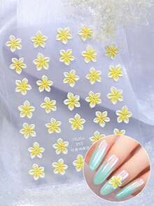 1pc Colorful Flower Nail Art Sticker, 3D Embossed Cartoon Garden Series Nail Decals