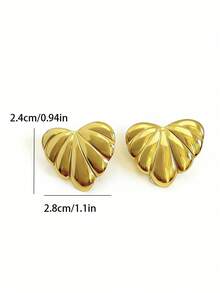 1pc New Stainless Steel Gold Leaf Earrings - Fashionable Gold Earrings - Unique Earrings - Suitable As A Gift For Female Friends - Gold - View 4