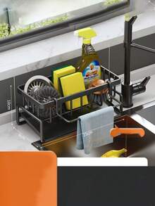1pc/Set Multi-Functional Metal Storage Rack - Kitchen Faucet Organizer, Soap Dish & Towel Rack, Space-Saving Bathroom Sink Countertop Storage Rack, Ideal For Kitchen And Bathroom Organization - Multicolor - View 10