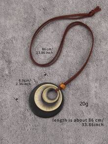 1件时尚简约串珠螺旋合金吊坠项链，百搭长链首饰礼品，派对礼物，送给妈妈、女朋友/男朋友、同学的礼物 - 螺紋合金配黑色牌 - 查看 4