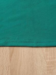 Tween Girls Round Neck Short Sleeve Casual Versatile Letter Graphic T-Shirt, Summer Holiday - Green - View 4