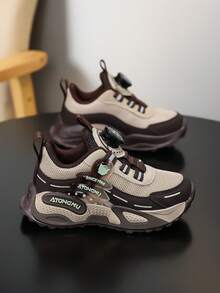 1 đôi giày thể thao đế dày cổ thấp cho trẻ em, thiết kế phối màu, thời trang và đa năng cho cả đi làm hàng ngày, khóa xoay điều chỉnh dễ dàng, thích hợp cho học sinh và sinh viên. - Nhiều màu - Xem 5