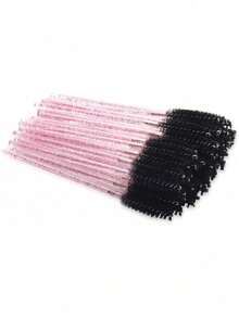 100 Pcs Disposable Crystal Eyebrow Spoolies Brush For Eyelash Extensions, Lash Brushes With Container, Pink Stick Black Head,Pink - Multicolor - View 6