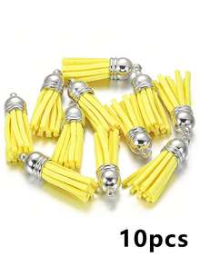 10pcs Fashion Tassel Pendant, Leather Tassel, For Jewelry Making, DIY Bracelet, Necklace, Earring Accessories - Multicolor - View 14