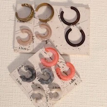 6件/12件/18件套装 亚克力树脂醋酸纤维 C形耳环 时尚首饰组合 - 彩色 - 查看 8