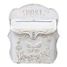 Z² BellaDecor Mailbox Wall Mount Mailboxes For Outside Vintage Mail Boxes For House Outside Metal Drop Box Antique Style Nostalgic Charm Home Decorative Butterfly Pattern White - White - View 1