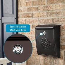 Architectural Mailboxes Bordeaux™ Locking Wall-Mounted Mailbox For Outside Decorative Metal Gaanized Steel Medium Mail Box With Lock And Key Drop Box Rubbed Bronze - RubbedBronze - View 2