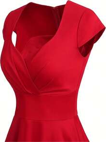 Bbonlinedress Women Short 1950s Retro Vintage Cocktail Party Swing Dresses - 紅色 - 查看 4