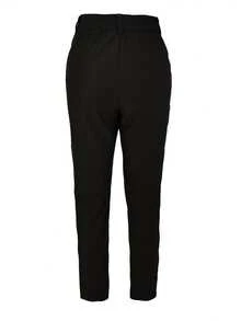 Women's High Waist Work Pants, Stretchy Business Casual Trousers, Slim Fit Office Pants, With Waist Belt Design (Belt Not Included) - Black - View 2