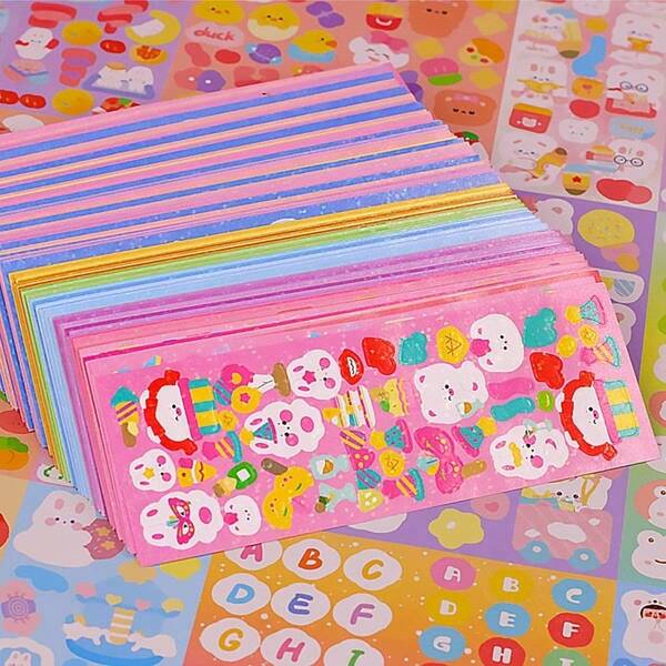 Cute Stickers, Cartoon Handbook Stickers, Laser Glitter Stickers, DIY Decorative Gel Pens, Kawaii Stickers, Art Supplies