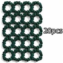6pcs/20pcs Green Satin Scrunchies Set, Simple & Elegant, 11cm/6.5cm ,Ponytail Holders ,Hair Elastics ,Hair Rope ,Elastic Hair Tie - Green - View 12