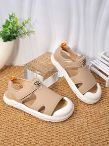A Pair Of Unisex 0-1-3 Year Old Baby Sandals, 24 Summer Boys' Baotou Beach Shoes, Girls' Toddler Walking Shoes, Children's Soft Soled Sandals - Khaki - View 3