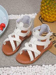 1 Pair Classic & Fashionable Roman Sandals For Girls, Anti-Slip & Durable, Suitable For Summer - White - View 5