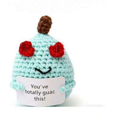 1件牛油果 积极有趣的钩针牛油果手工编织品 有趣的礼物 女性可爱装饰品 创意惊喜 积极支持 羊毛迷你可爱物件 送给朋友和家人的生日礼物。