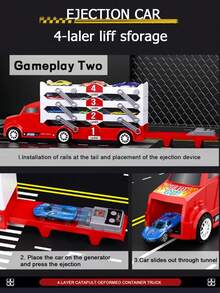 Red & Blue Metal Early Childhood Toy Set, Container Truck Warehouse Slide With Eject/Retract Function, 8 Random Mini Cars, Educational Gift For Halloween/Christmas/Birthday - Multicolor - View 9