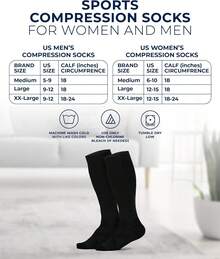 3 pares de calcetines de compresión de 20 a 30 mmHg - Calcetines de compresión para mujeres y hombres | correr, atletismo, viajes, enfermeras - 3 Negro con Negro - 3 Pares - Ver 9
