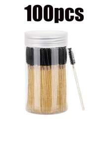 100支一次性睫毛夹套装，含收纳盒，水晶金手柄黑色刷头，睫毛嫁接化妆工具套装 - 彩色 - 查看 11