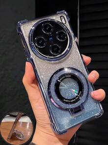 奢华电镀手机壳，创意指环磁吸支架，闪亮水钻风格，夏季新款硅胶防震软壳，适用于三星 Galaxy S24 S25 Ultra FE A56 A16 4G 5G、14C、荣耀 Reno 和 MOTO 等机型，Y2K 风格，男女皆宜 2025 - 藍色 - 查看 4