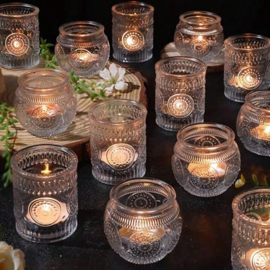 30 Pcs Assorted Clear Votive Candle Holders Wedding Centerpieces Table Decorations Glass Tea Lights Candle Holder For Party Decorations Vintage Boho Candle Holders Bulk For Wedding Receptions - Clear - View 1