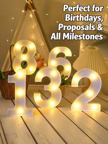（1/3/4/5个 6.3英寸/8.27英寸 LED 数字灯 浪漫情人节求婚装饰 | 暖白光，节后、生日、婚礼（不含电池））