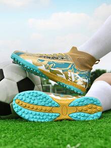 STARNOVO Adult Football Shoes - Chunky Heel - Professional Competition Training Shoes - Youth And Adult Sports Shoes - Gold - View 3