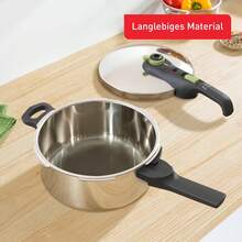 Secure  Schnellkochtopf Induktion 4l, 2-Stufen-Garregler: Intensivstufe 117°C, Schonstufe 112°C, Induktions-Kapselboden, für alle Herdarten, Edelstahl/Schwarz/Grün, P2580400 - Schnellkochtopf 4 L - Übersicht 2