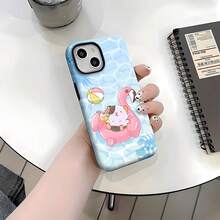 Estuche para teléfono Hamster Pool Party Compatible con estuches para teléfonos   17  16 Pro Max  15 Pro Max  13 y  12 Hecho de material 2 en 1 que brinda protección contra golpes y caídas Un regalo divertido para familiares, amigos, amantes, novios/novias y celebraciones de verano - Blanco - Ver 6