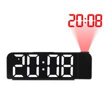 Nuevo Reloj Despertador de Proyección Simple LED con Pantalla de Fuente Reloj Electrónico Reloj Despertador Digital con Temperatura - Cara negra con luz blanca - Ver 12