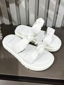 Sandália Feminina Papete Flatform Leve Confortável - Branco - Visão 2