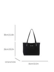 Large Capacity Handbag For Women, New Minimalist Commuter Shoulder Tote Bag - Black - View 3