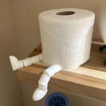 1个趣味可调节厕纸架，3D打印靴纹图案，浴室收纳 - 白色 - 查看 7