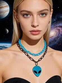 1 Vòng cổ nhiều lớp Acrylic thiết kế ngoài hành tinh - Nhiều màu - Xem 5