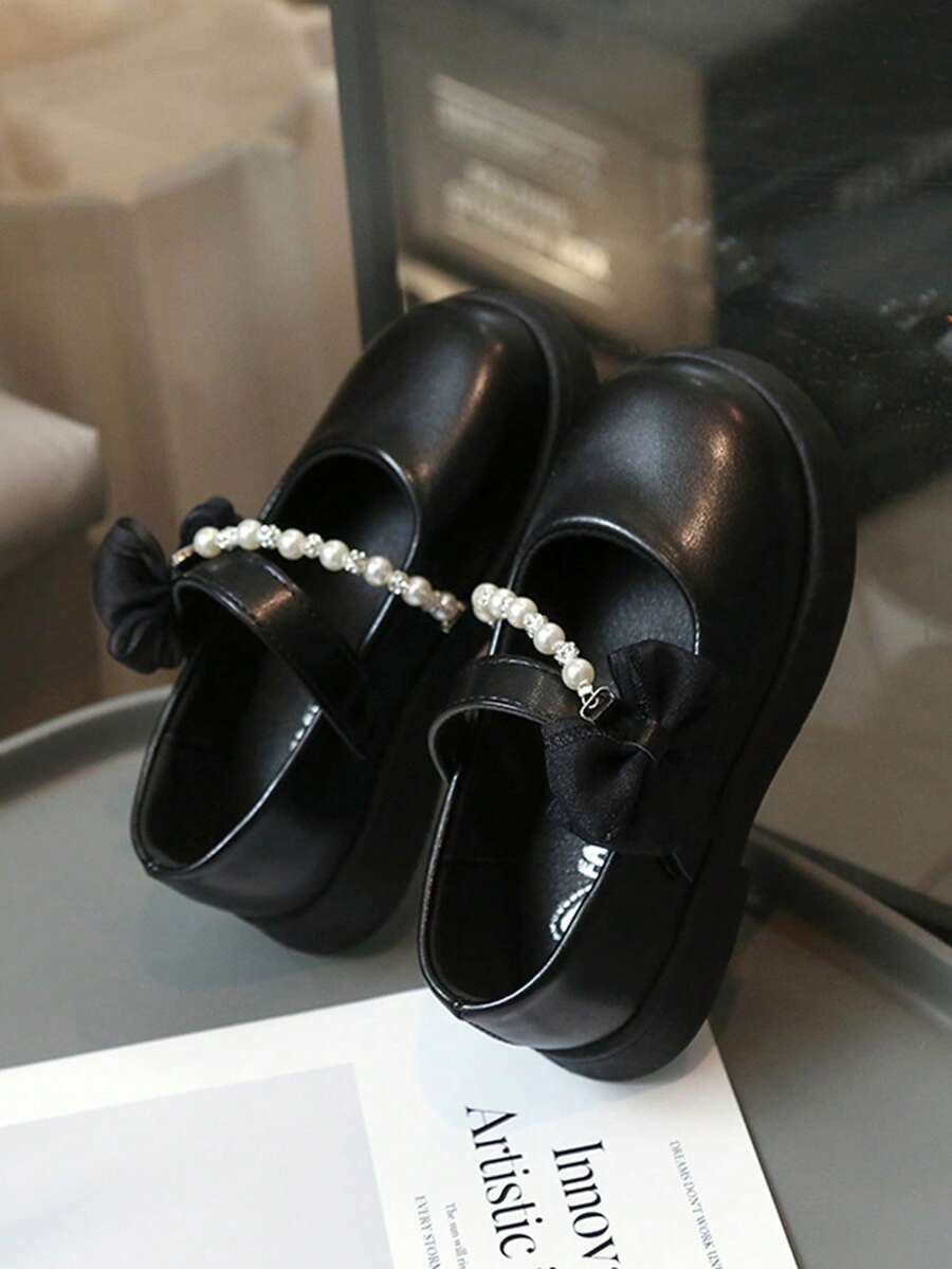 1双2026新款女童平底鞋，儿童蝴蝶结皮鞋，时尚公主鞋，春秋新款女童表演鞋，女童软底休闲鞋 - 黑色 - 查看 1