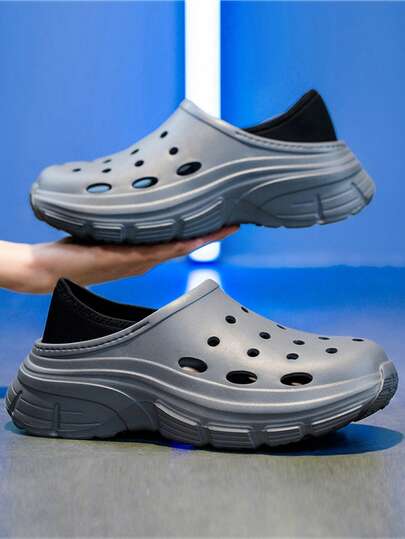 2022 New Men's Thick Sole Elevated Non-Slip Durable EVA One-Piece Comfortable Slide Sandals, Suitable For Driving, Beach, And Outdoor Activities