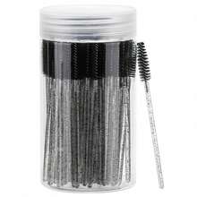 100pcs/Set Disposable Mascara Wands, Crystal Eyebrow Brushes, Black Mascara Brushes With Storage Box, Eyebrow Brushes, Eyeshadow Brushes, Spiral Brushes - Black - View 6