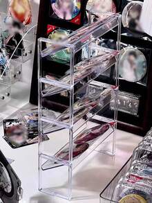 Multi-Layer Acrylic Transparent Desktop Organizer Rack, Creative Display Stand For Stationery, Cosmetics, Lipstick, Jewelry, Makeup Brushes, Skincare Products, Space-Saving Countertop Storage - Multicolor - View 6