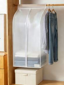 1pc Garment Bag, Moisture-Proof Dust Cover, Hanging Clothes Storage Bag, Premium Thick Clothes Organizer, Moisture-Proof Dust-Proof Garment Cover - White - View 1