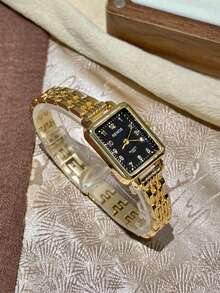 1 Stück Neuankömmling Damen Minimalistische Lässig Elegante Europäischer & Naher Osten Stil Vintage Goldene Uhr - Gold - Übersicht 6